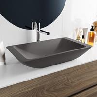 Mondiaz Topi waskom 59.5x34.5x10cm rechthoek opbouw Solid Surface Darkgrey/Darkgrey M80180DarkGreyDarkGrey