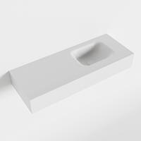 Mondiaz LEX Opbouwwastafel 80x30x12cm 0 kraangaten wasbak rechts Solid Surface Talc mat F52115Talc