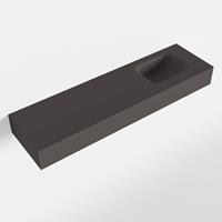 Mondiaz LEX Opbouwwastafel 110x30x12cm 0 kraangaten wasbak rechts Solid Surface Dark grey mat F52124Dark_grey