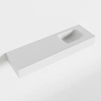Mondiaz LEX Opbouwwastafel 100x30x12cm 0 kraangaten wasbak rechts Solid Surface Talc mat F52121Talc