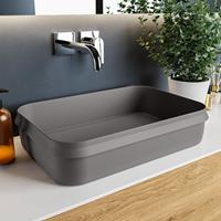 Mondiaz Arvo waskom 55x38x13cm rechthoek opbouw Solid Surface Darkgrey/Darkgrey M80179DarkGreyDarkGrey