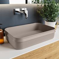 Mondiaz Arvo waskom 55x38x13cm rechthoek opbouw Solid Surface Smoke/Smoke M80179SmokeSmoke