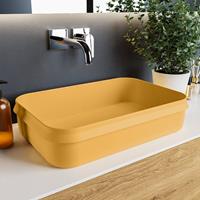 Mondiaz Arvo waskom 55x38x13cm rechthoek opbouw Solid Surface Ocher/Ocher M80179OcherOcher