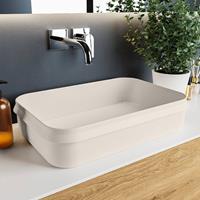 Mondiaz Arvo waskom 55x38x13cm rechthoek opbouw Solid Surface Linen/Linen M80179LinenLinen