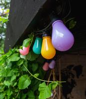 LEDR buiten feestverlichting paars en groen - Outdoor Patio Lichtslinger Rainbow - 10 LED lampen - Edison Bulbs