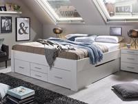 Mobistoxx Bed SCARLETT 160x200 cm wit met zes lades zonder hoofdeinde