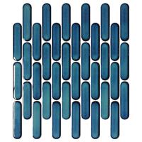 The Mosaic Factory Sevilla mozaÃ¯ektegel 2.3x9.8x0.6cm voor wand kitkat oval finger Keramiek Glans Azuur-Blauw-Spikkel SEO23625