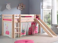 Mobistoxx Bed ALIZE met glijbaan 90x200 cm natuurlijke pijnboom tent Princess