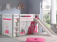 Mobistoxx Bed ALIZE met glijbaan 90x200 cm witte pijnboom tent Princess