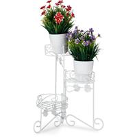 RELAXDAYS Blumenständer Metall, 3 Etagen, zum Klappen, dekorative Blumentreppe, vintage, innen & außen, H: 40 cm, weiß