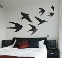 Tenstickers Vliegende zwaluwen muurzelfklevende sticker
