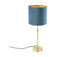 QAZQA Tischlampe Gold / Messing mit Veloursschirm blau 25 cm - Parte