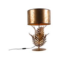 QAZQA Vintage Tischlampe Gold mit Bronzeschirm - Botanica