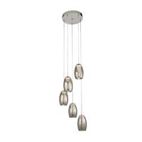 Searchlight LED-Hängeleuchte Cyclone, 5-flammig, rauchfarben, Glas