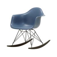 Vitra RAR - Eames Plastic Armchair Schaukelstuhl / (1950) - Schwarze Beine & dunkles Holz -  - Blau