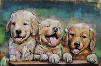Wanddecoratie 3D metaal honden