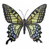 Wanddecoratie metaal vlinder 3d geel zwart