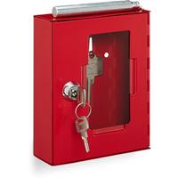 RELAXDAYS NotschlÃ¼sselkasten, mit Glasscheibe & Glasbruchhammer, abschlieÃŸbar, Metall, NotfallschlÃ¼sselkasten klein, rot
