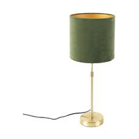 QAZQA Tischlampe Gold / Messing mit Veloursschirm grün 25 cm - Parte