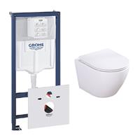 Grohe Rapid toiletset met Saniclear Itsie witte toiletpot randloos met softclose zitting
