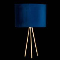 Euluna Tafellamp Monaco, driebeen goud, blauwe fluweel