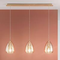 Fabas Luce Hanglamp Britton, 3-lamps, amber