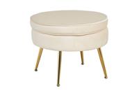 Sitzpouf Rund Samt Beige