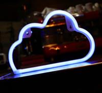 Groenovatie LED Neon Wandlamp Wolk, Op Batterijen en USB, 30x19x2cm, Blauw