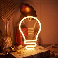 Groenovatie LED Neon Wandlamp Lampje, Op Batterijen en USB, 26x20x2cm, Warm Wit