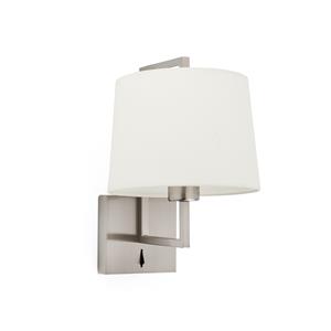 Faro Frame - wandverlichting met schakelaar - 21,5 x 28 x 17,6 cm - beige en mat nikkel