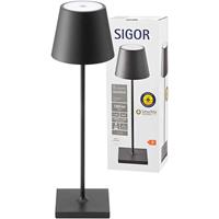 Sigor LED Akku-Tischleuchte Nuindie aus Aluminiumdruckguss in Schwarz IP54