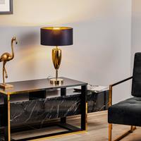 Ailati Show Ogiva - zwart-gouden textiel-tafellamp