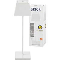 Sigor LED Akku-Tischleuchte Nuindie aus Aluminiumdruckguss in WeiÃŸ IP54 eckig