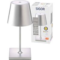 Sigor LED Akku-Tischleuchte Nuindie Mini aus Aluminiumdruckguss in Silber IP54