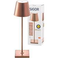 Sigor LED accu-tafellamp Nuindie, rond, 38 cm, brons