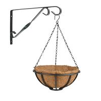 Esschert Design Hanging baskets 30 cm met muurhaak - Complete hangmand set van metaal