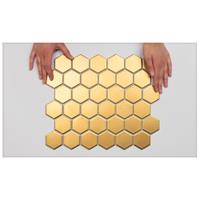 The Mosaic Factory Barcelona mozaÃ¯ektegel 5.1x5.9x0.6cm voor wand voor binnen zeshoek porselein mat goud metallic AMH13GD