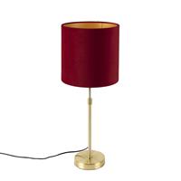 QAZQA Tischlampe Gold / Messing mit Veloursschirm rot 25 cm - Parte - Rot