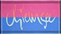 Chiemsee Strandtuch Â» Strandlaken St. LuciaÂ« (1-St), lila und blaue Farbkomi mit einem pastelfarbigen  Schriftzug