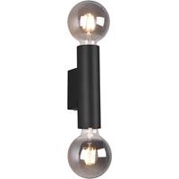 BES LED LED Wandlamp - Wandverlichting - Trion Vundon - E27 Fitting - 2-lichts - Rond - Mat Zwart - Aluminium