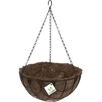 Pro Garden Metalen hanging basket / plantenbak zwart met ketting 30 cm - hangende bloemen - Plantenbakken