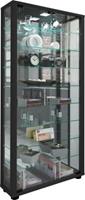 Hioshop LumoMaxi vitrinekast met spiegel 2 glazen deuren Incl. LED-verlichting zwart.