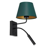 Euluna Wandlamp Soho, konisch, leeslamp, groen/goud