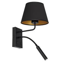 Euluna Wandlamp Soho, conisch, leeslamp zwart/goud