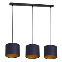 Euluna Hanglamp Soho, cilindrisch lang 3-lamps blauw/goud