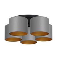 Euluna Plafondlamp Soho, cilindrisch, 5-lamps grijs/goud