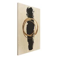 Holzbild Abstrakte Formen - Gold und Schwarz