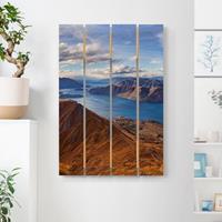 Bilderwelten Holzbild Plankenoptik Natur & Landschaft - Hochformat Roys Peak in Neuseeland