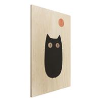 Bilderwelten Holzbild Schwarze Katze Illustration