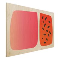 Bilderwelten Holzbild Abstrakte Formen - Melone und Rosa